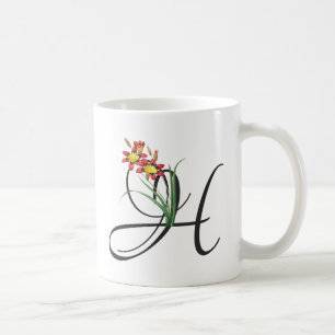 H initial, Vintage Harlequin Fleur de café Mug