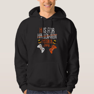 H Is Voor Halloween Hysterische Gamer Handheld Co Hoodie