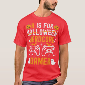 H is voor hardcore gamer Funny Halloween videogame T-shirt