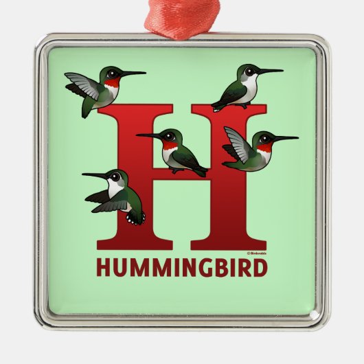 H is voor Hummingbird Metalen Ornament (Voorkant)