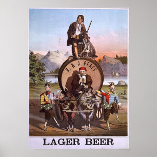 H & J Pfaff Lager bier Poster