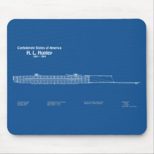 H. L. Hunley - Scheepsblauwdruk Plannen ABD Muismat