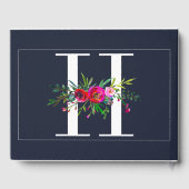 H Letter Initiaal Monogram Bloemen Naam Bruiloft Gastenboek (Achterkant)
