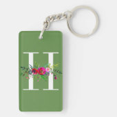 H Letter Initiaal Monogram Floral Aangepaste kleur Sleutelhanger (achterkant)