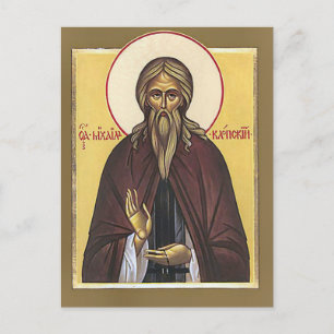 H. Michaël de dwaas-om-Christus orthodoxe icoon Briefkaart