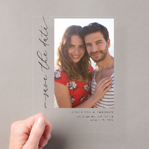 H MOD 2 Eenvoudige foto save the date Acryl Uitnodigingen