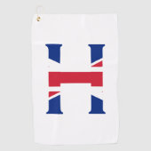 H Monogram bedekt op Union Jack Flag gtcnt Golfhanddoek (Voorkant)