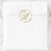 H monogram bruine envelop of voorzegel ronde sticker (Tas)