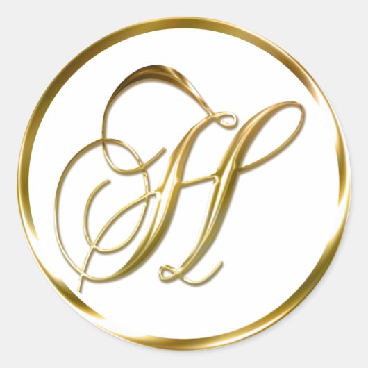 H monogram bruine envelop of voorzegel ronde sticker (Voorkant)