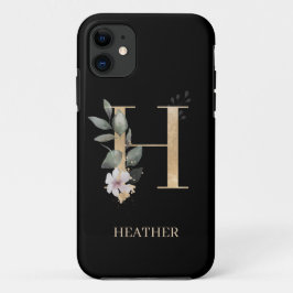 H Monogram Floral Aangepast iPhone 11 Hoesje