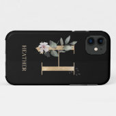 H Monogram Floral Aangepast Case-Mate iPhone Case (Achterkant (horizontaal))