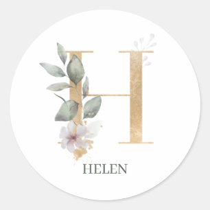 H Monogram Floral Aangepast Ronde Sticker