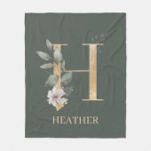 H Monogram Floral Aangepaste fleece Blanket Deken (Voorkant)