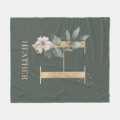 H Monogram Floral Aangepaste fleece Blanket Deken (Voorkant (Horizontaal))
