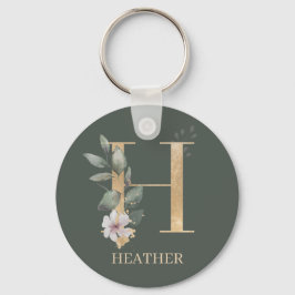 H Monogram Floral Aangepaste Sleutelhanger