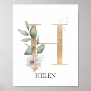 H Monogram gepersonaliseerd Poster