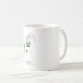 H Monogram Gold Greenery laat elegante naam Koffiemok (Voorkant rechts)