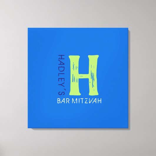 H Monogram Initiaal Bar bat Mitzvah Sign-In Board Canvas Afdruk (Voorkant)