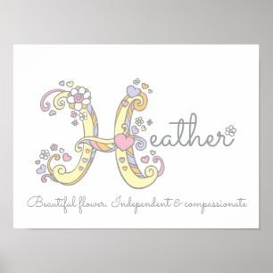 H monogram kunst Heather meisjesnaam betekenis pos Poster