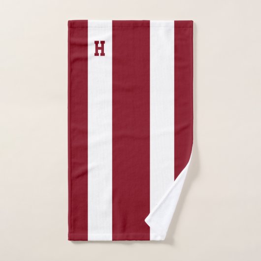 H Monogram op Crimson & White Striped Bad Handdoek (Handdoek)
