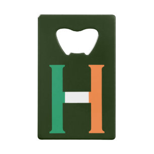 H Monogram overlay op Ierse vlag bot Kredietkaart Flessenopener