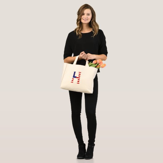 H Monogram overlay op USA Flag tcnt Mini Tote Bag (Voorkant (model))