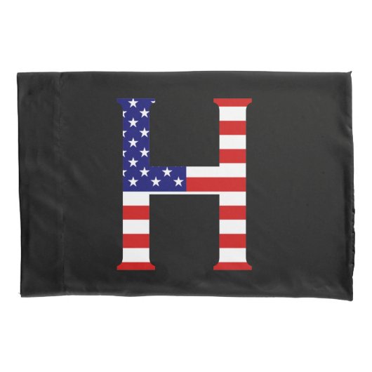 H Monogram overlay op VS Vlag pcnt Kussensloop (Voorkant)