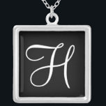 H Monogramme Carré Pendentif personnalisé Collier<br><div class="desc">H Monogramme Carré Pendentif personnalisé Collier.</div>