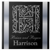 H Monogramme et nom "Besque en noir" Carreaux en c (Devant)