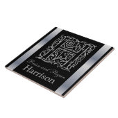 H Monogramme et nom "Besque en noir" Carreaux en c (Côté)