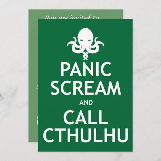 H.P. Invitations de Lovecraft Party - Appelez Cthu (Devant / Derrière)