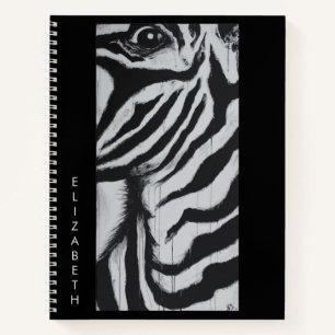 H. Zebra Dieren Wilde Abstract Originele Kunst Notitieboek