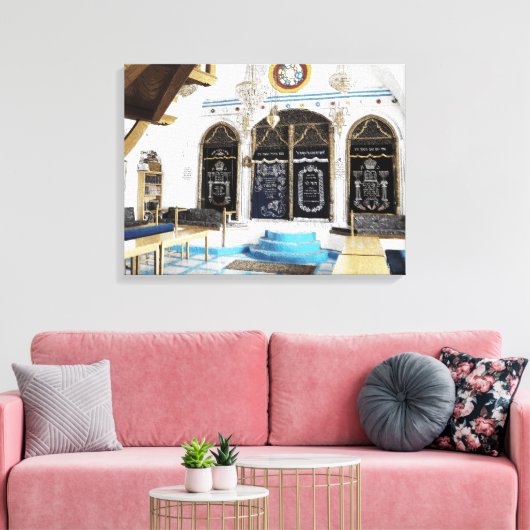 Ha-Ari Sepahrdi Shul - Tzfat Canvas Afdruk (Insitu (Woonkamer))
