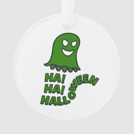 "Ha! Ha! Halloween" Green Ghost Hanging Ornament