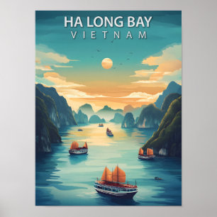 Ha Long Bay Vietnam Azië Vintage Reizen Poster