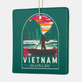Ha Long Bay Vietnam Bootverkoper Reizen Kunst Vint Keramisch Ornament (Links)