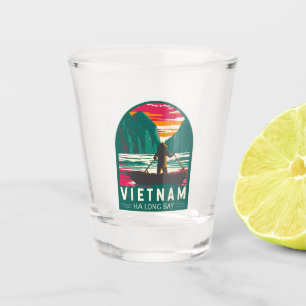 Ha Long Bay Vietnam Bootverkoper Reizen Kunst Vint Shot Glas