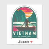 Ha Long Bay Vietnam Bootverkoper Reizen Kunst Vint Sticker (Vel)