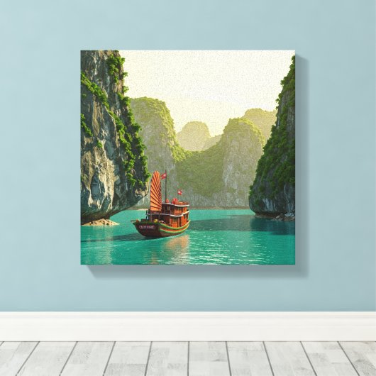 Ha Long Bay Vietnam Reizen Canvas Afdruk (Insitu (Houten vloer))