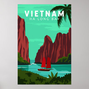 Ha Long Bay Vietnam Reizen Vintage Kunst Poster