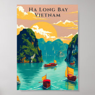 Ha Long Bay Vietnam Traditionele boten Schilderach Poster
