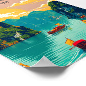 Ha Long Bay Vietnam Traditionele boten Schilderach Poster (Hoek)