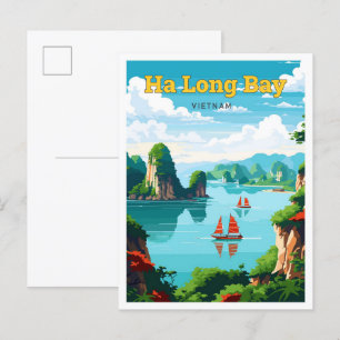 Ha Long Bay Vietnam Travel Illustratie Briefkaart