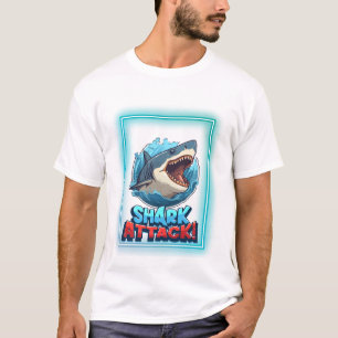 Haai-aanval grafische T-shirt – Krachtige oceaanpr