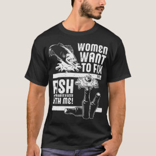 Haai als visser met hengel t-shirt