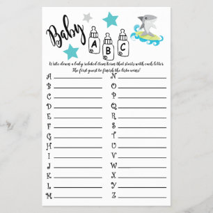 HAAI BABY ABC BABY SHOWER SPELKAART FLYER