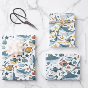 Haai Baby Jongen Verpakkende Papieren Bladen Set v Inpakpapier Vel