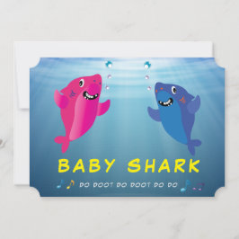 Haai Baby Roze 🦈 Blauwe Verjaardagsfeestje Kaart