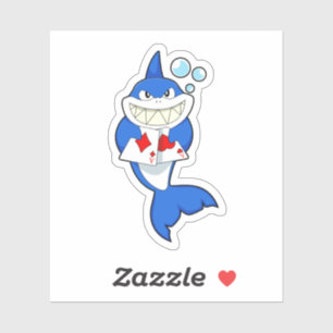 Haai bij Poker met Pokerkaarten Sticker