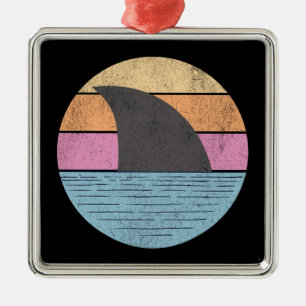 Haai bij zonsondergang metalen ornament